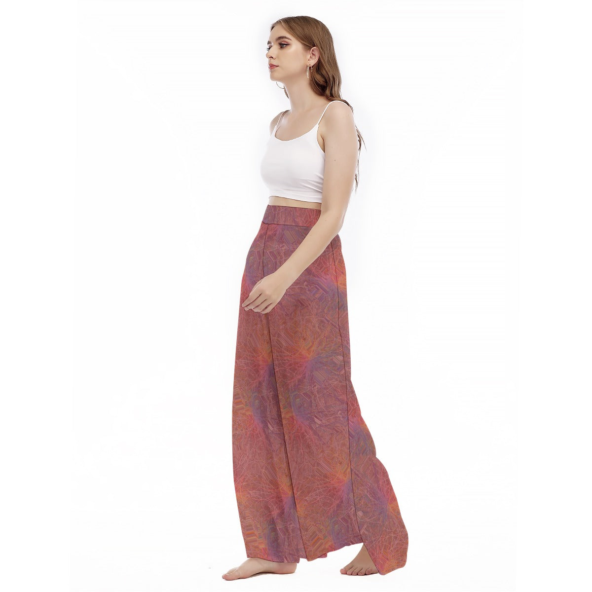 FSATS All-Over Print Women's High Waist Wide Leg Trousers