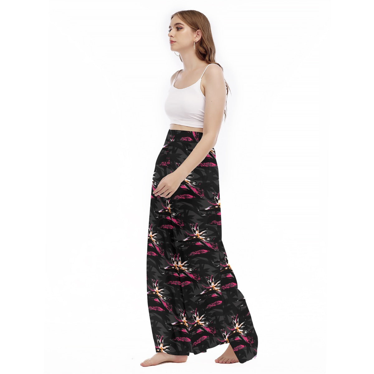 Bird Of Paradise All-Over Print Women's High Waist Wide Leg Trousers