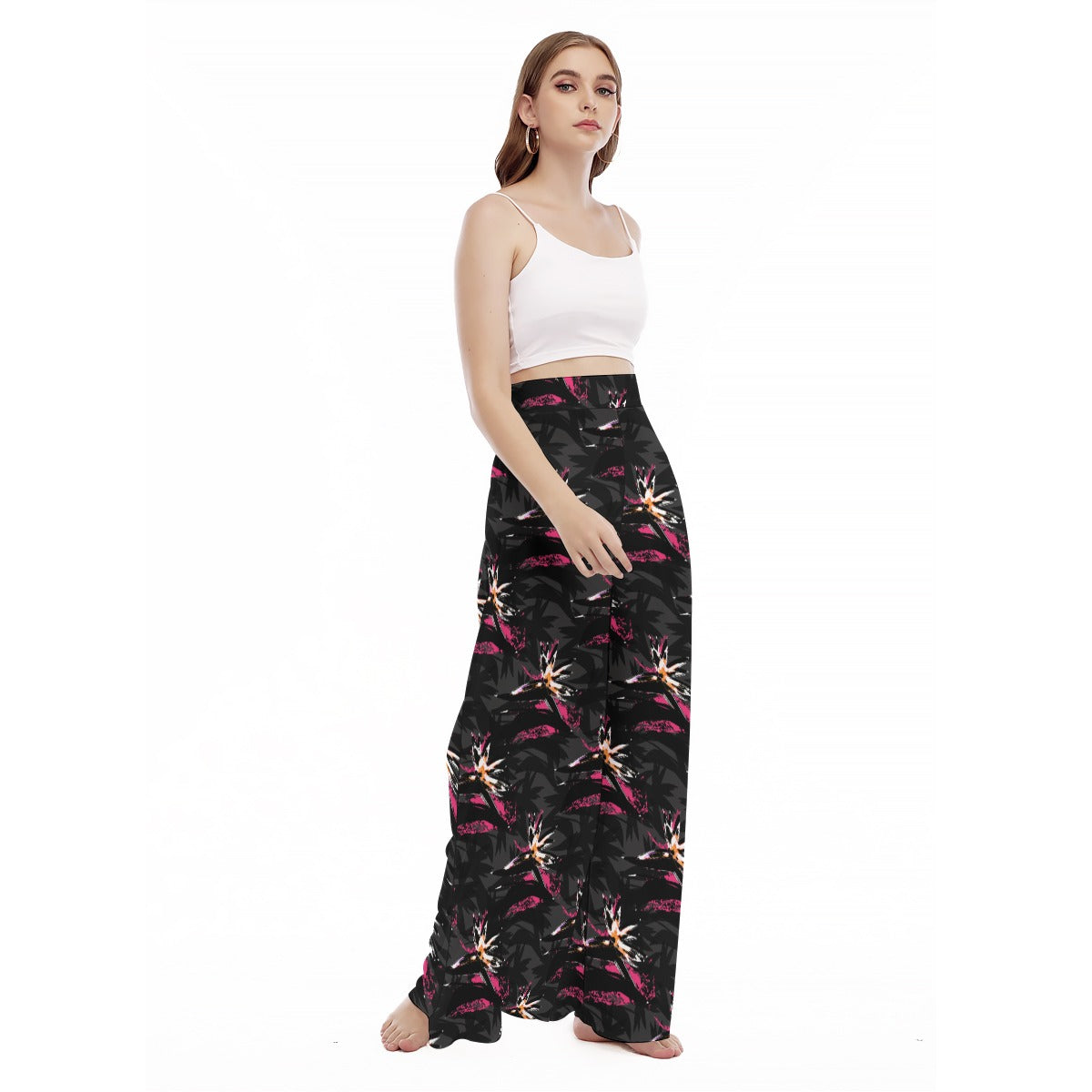 Bird Of Paradise All-Over Print Women's High Waist Wide Leg Trousers